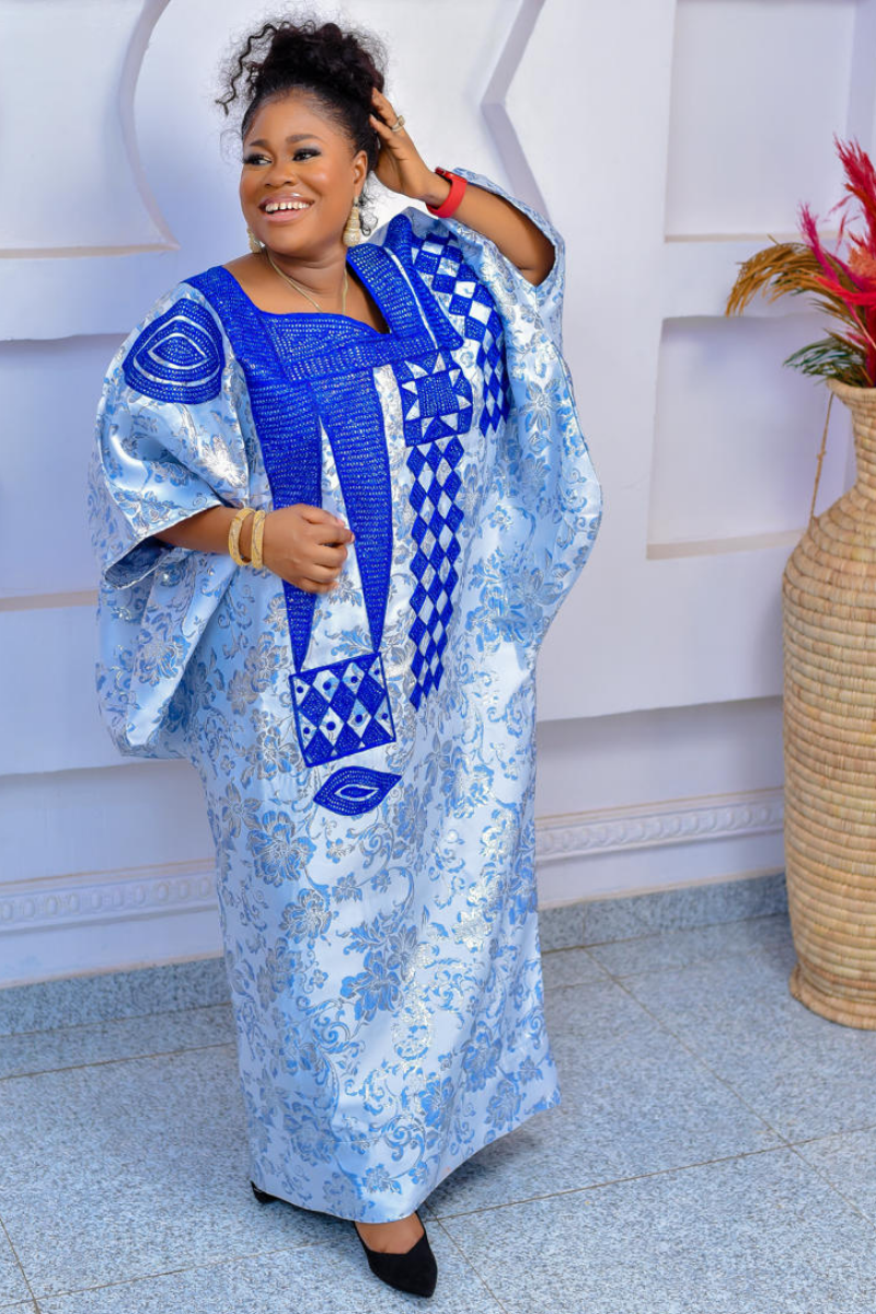 RICH AUNTY GBEMI BROCADE BOUBOU - BLUE