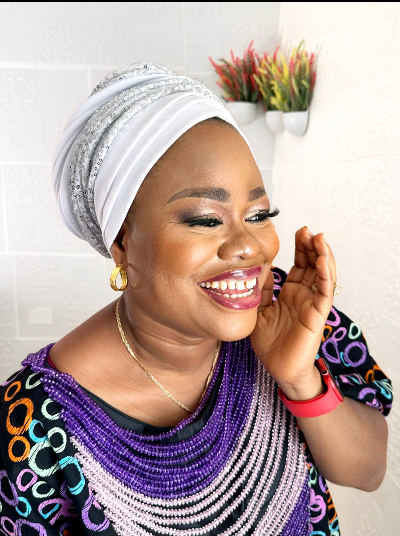 SELENE MULTI PLEATED TURBAN CAP