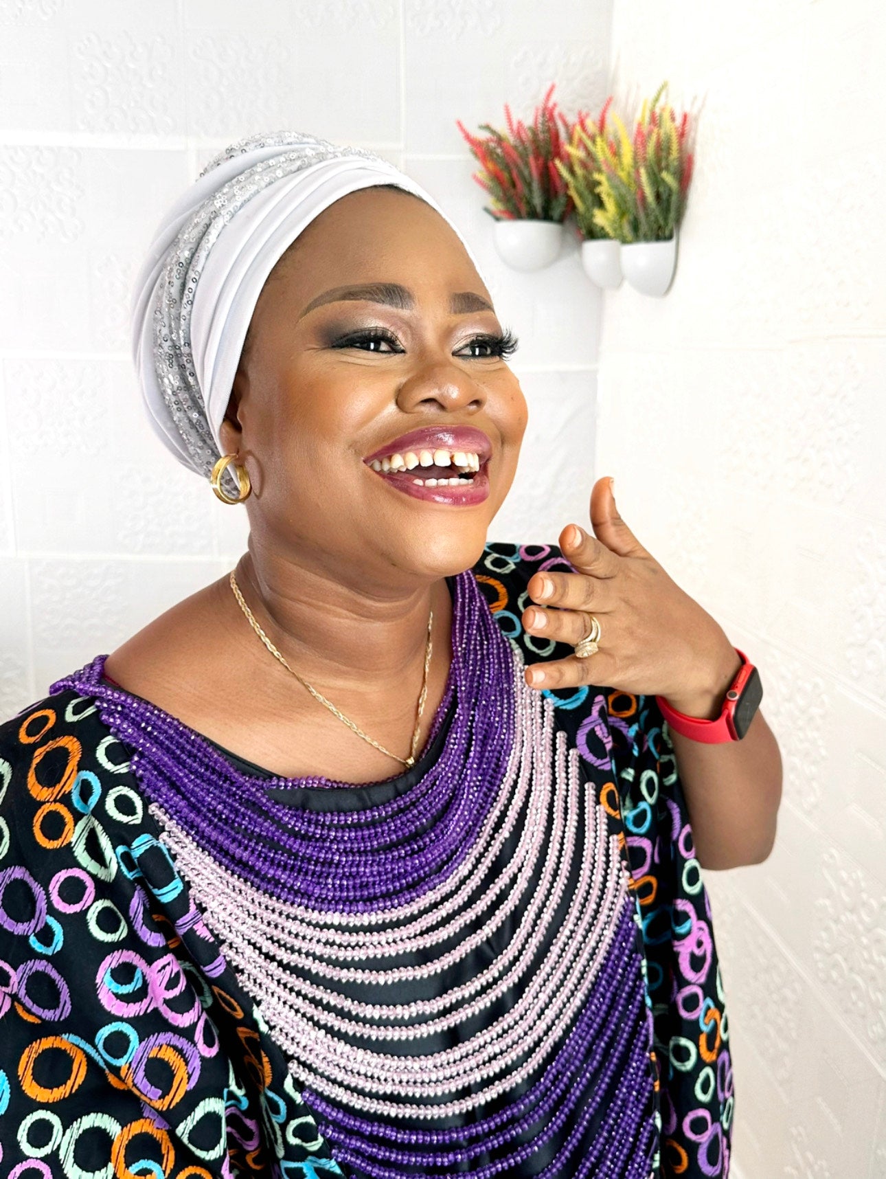 SELENE MULTI PLEATED TURBAN CAP