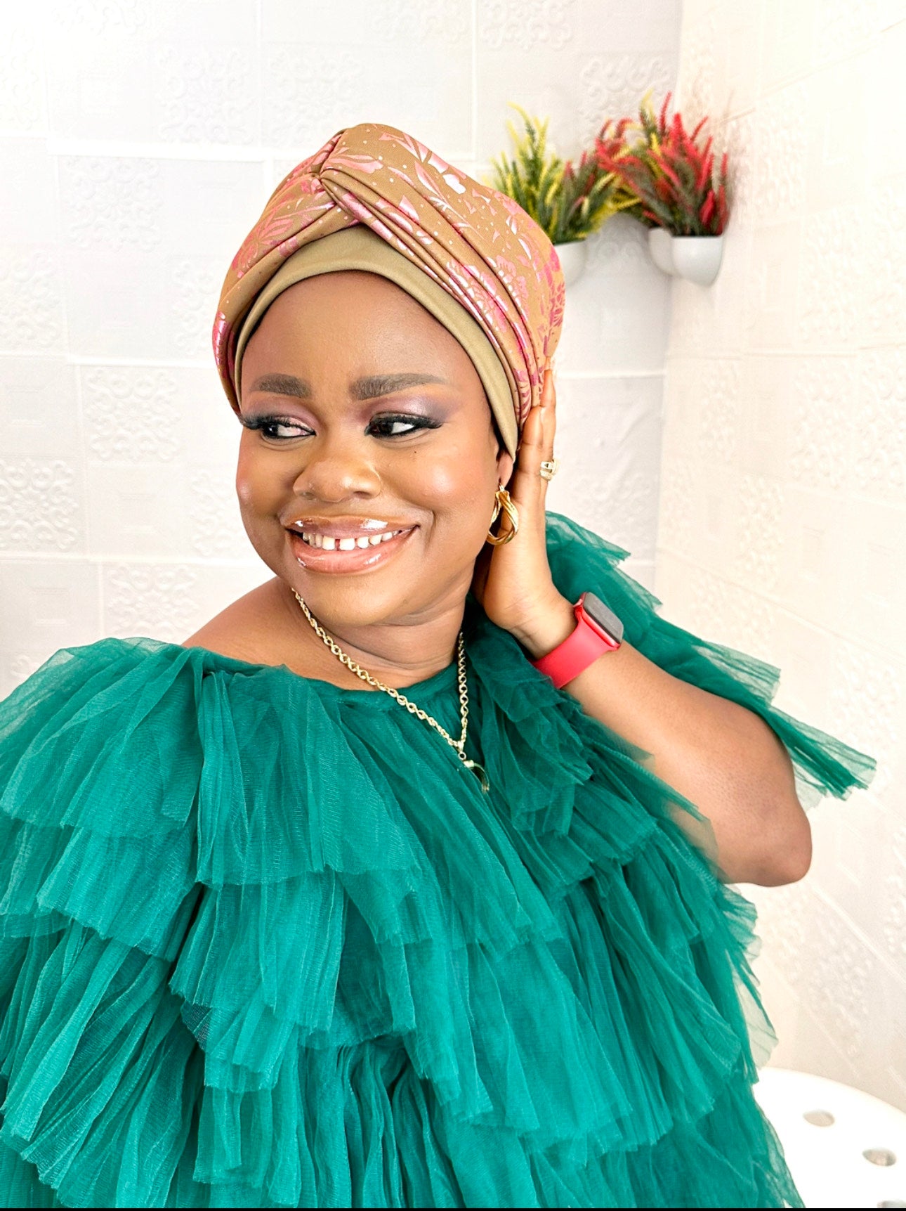 DOUBLE LAYERED MIA DAMASK TURBAN CAP