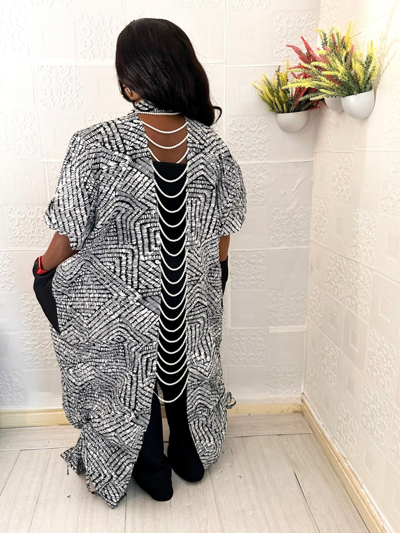 EVERLY BEAUTIFULLY  BEADED ANKARA KIMONO