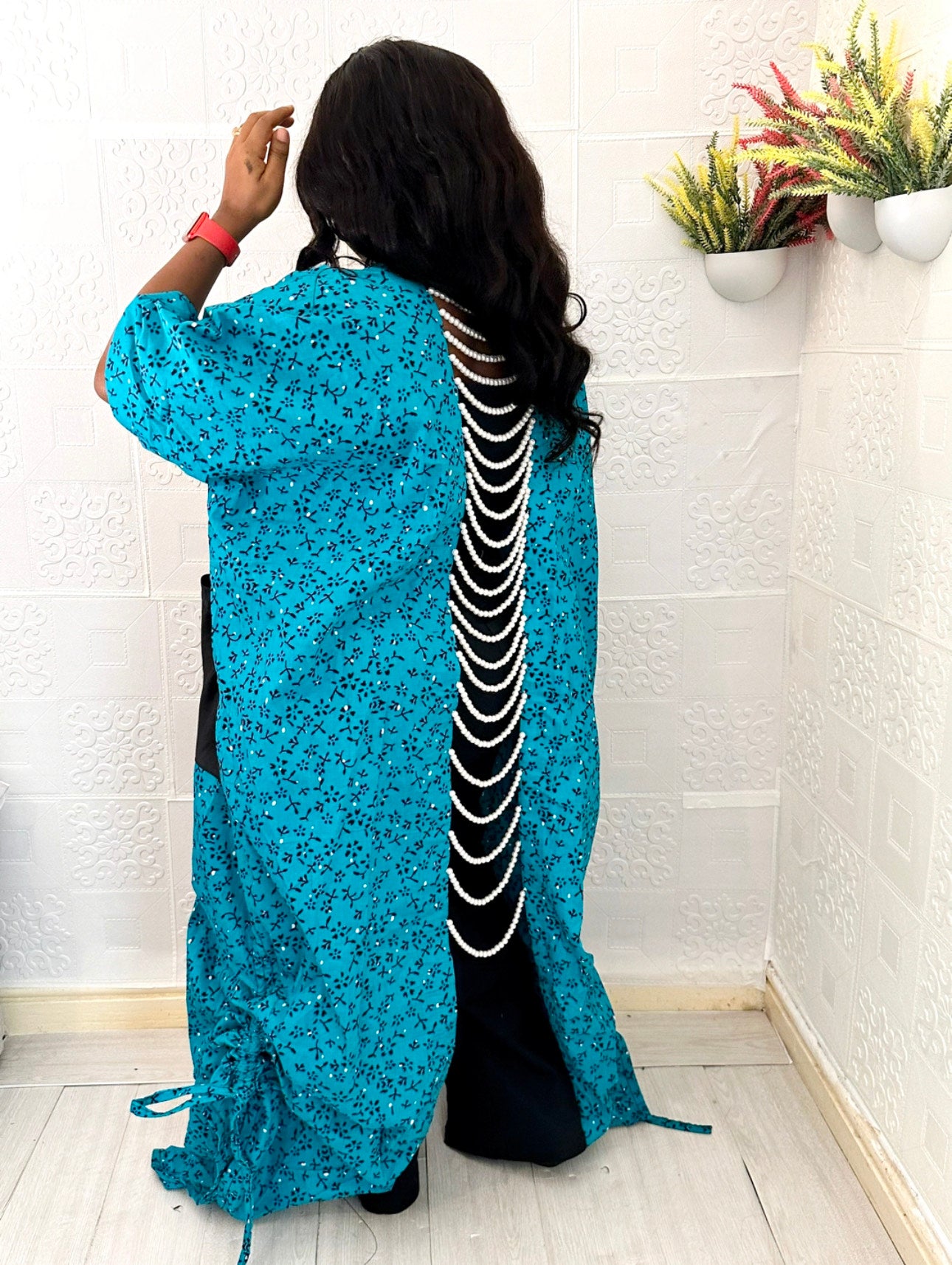 EVERLY BEAUTIFULLY  BEADED ANKARA KIMONO