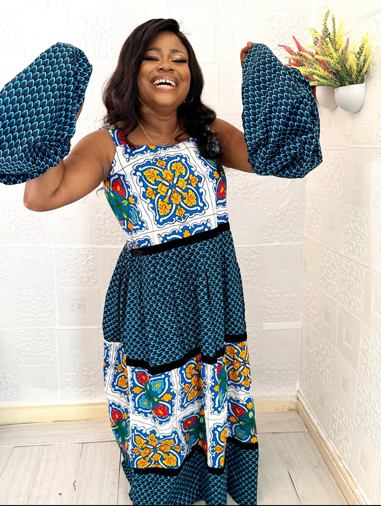 MARIA DETACHABLE SLEEVES ANKARA CARIBBEAN DRESS