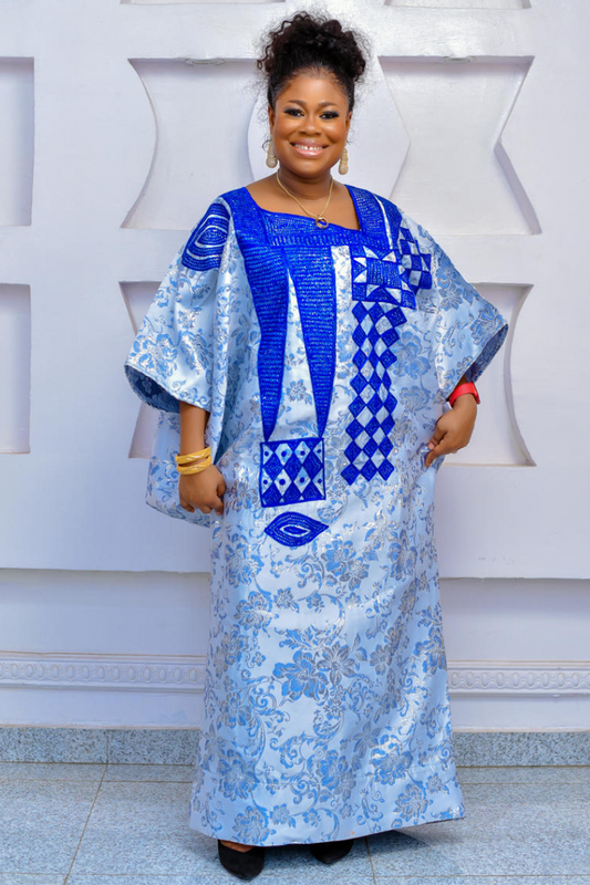 RICH AUNTY GBEMI BROCADE BOUBOU - BLUE