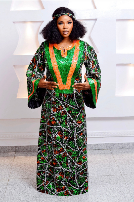 LUXURY BEADED GRACE KAFTAN - GREEN