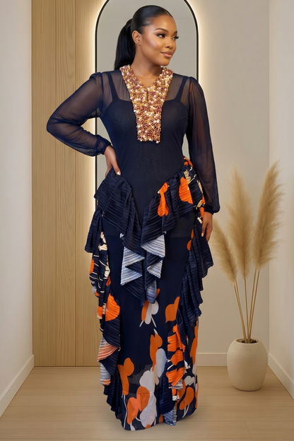 The Midnight Pearl Cascade Dress
