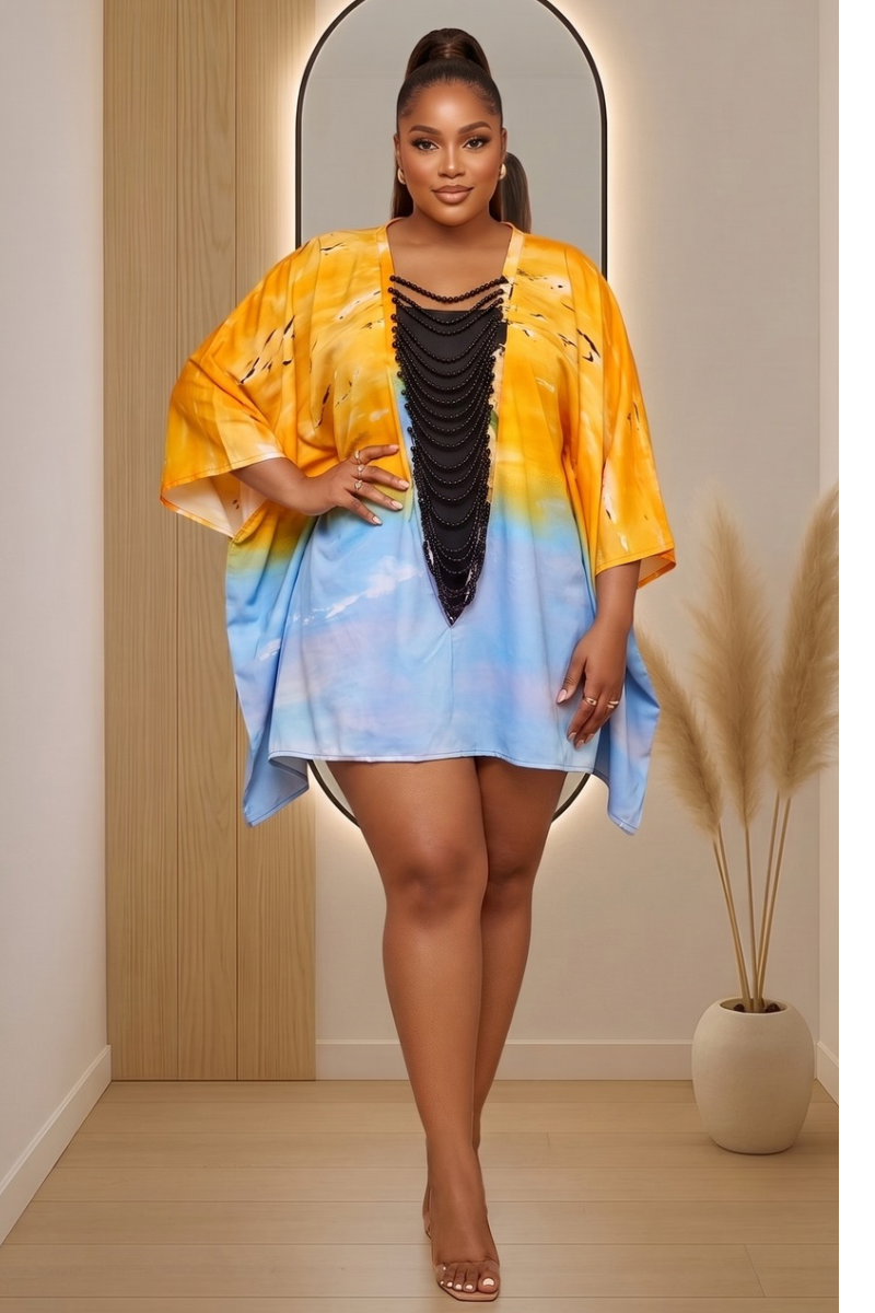 The Solara Beaded Kaftan Mini