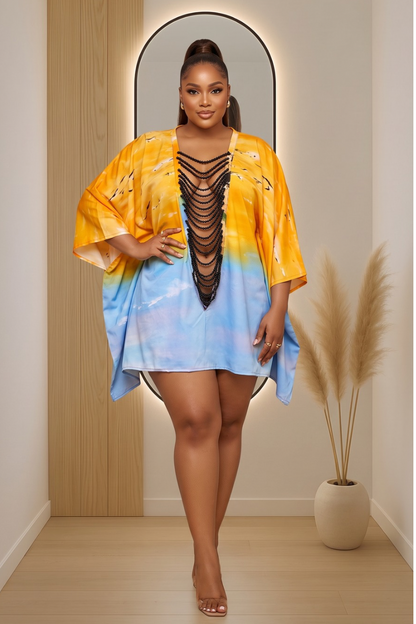 The Solara Beaded Kaftan Mini