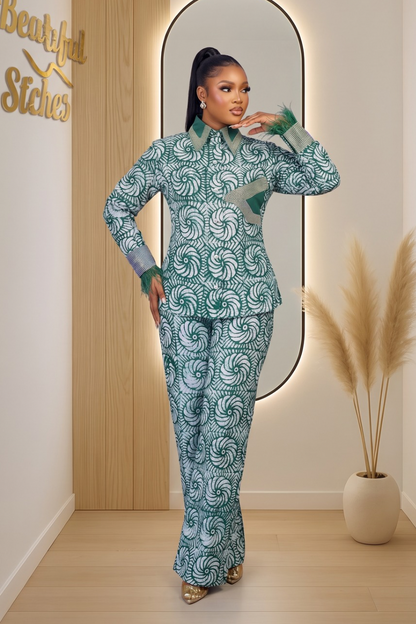 The Emerald Adire Luxe Two-Piece Set