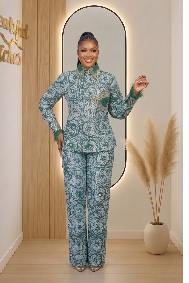 The Emerald Adire Luxe Two-Piece Set