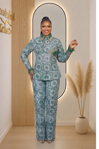 The Emerald Adire Luxe Two-Piece Set