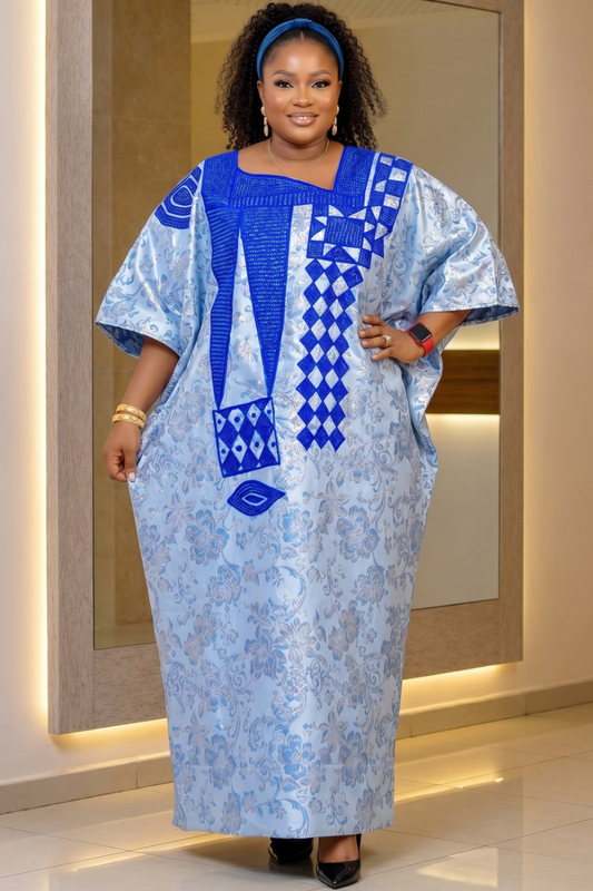 RICH AUNTY GBEMI BROCADE BOUBOU - BLUE