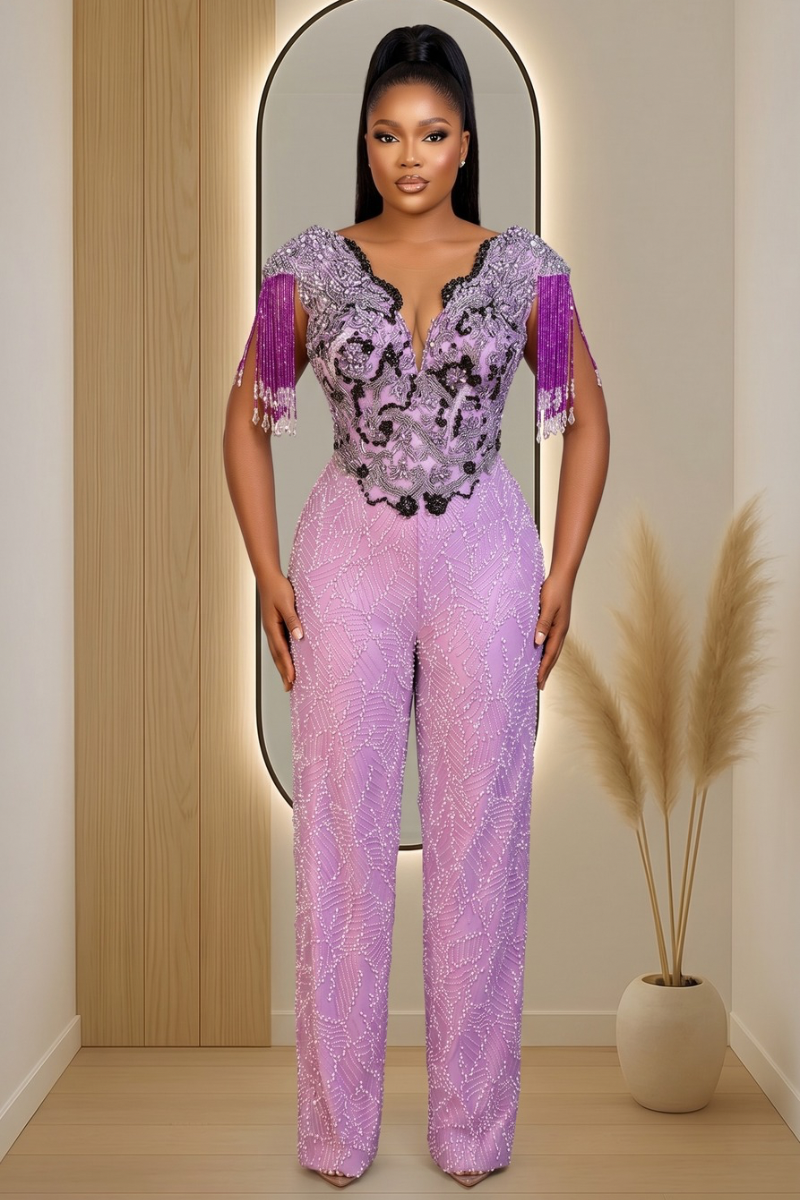 The Amethyst Royale Beaded Jumpsuit