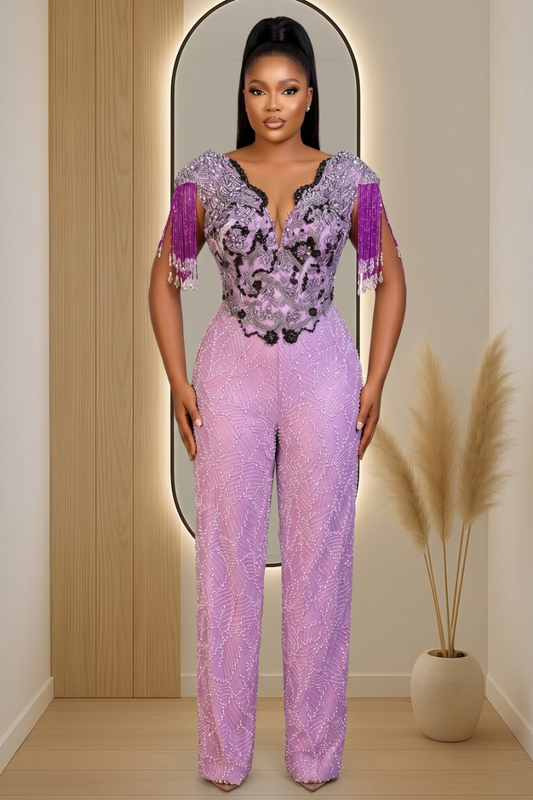 The Amethyst Royale Beaded Jumpsuit