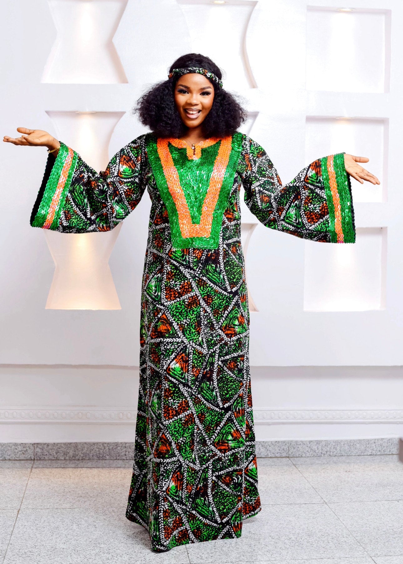 LUXURY BEADED GRACE KAFTAN - GREEN