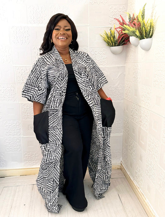 EVERLY BEAUTIFULLY  BEADED ANKARA KIMONO