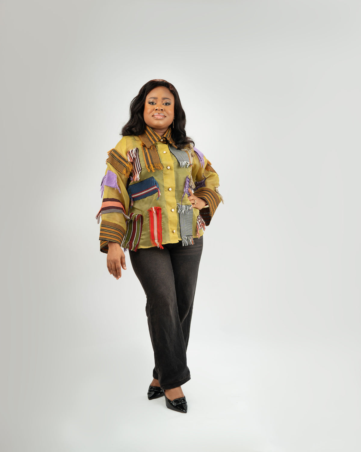 Gallery P7 — Olive fringe shirt (view 2)