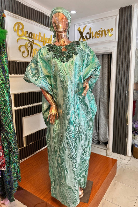 RACHEAL EMBELLISHED BROCADE KAFTAN